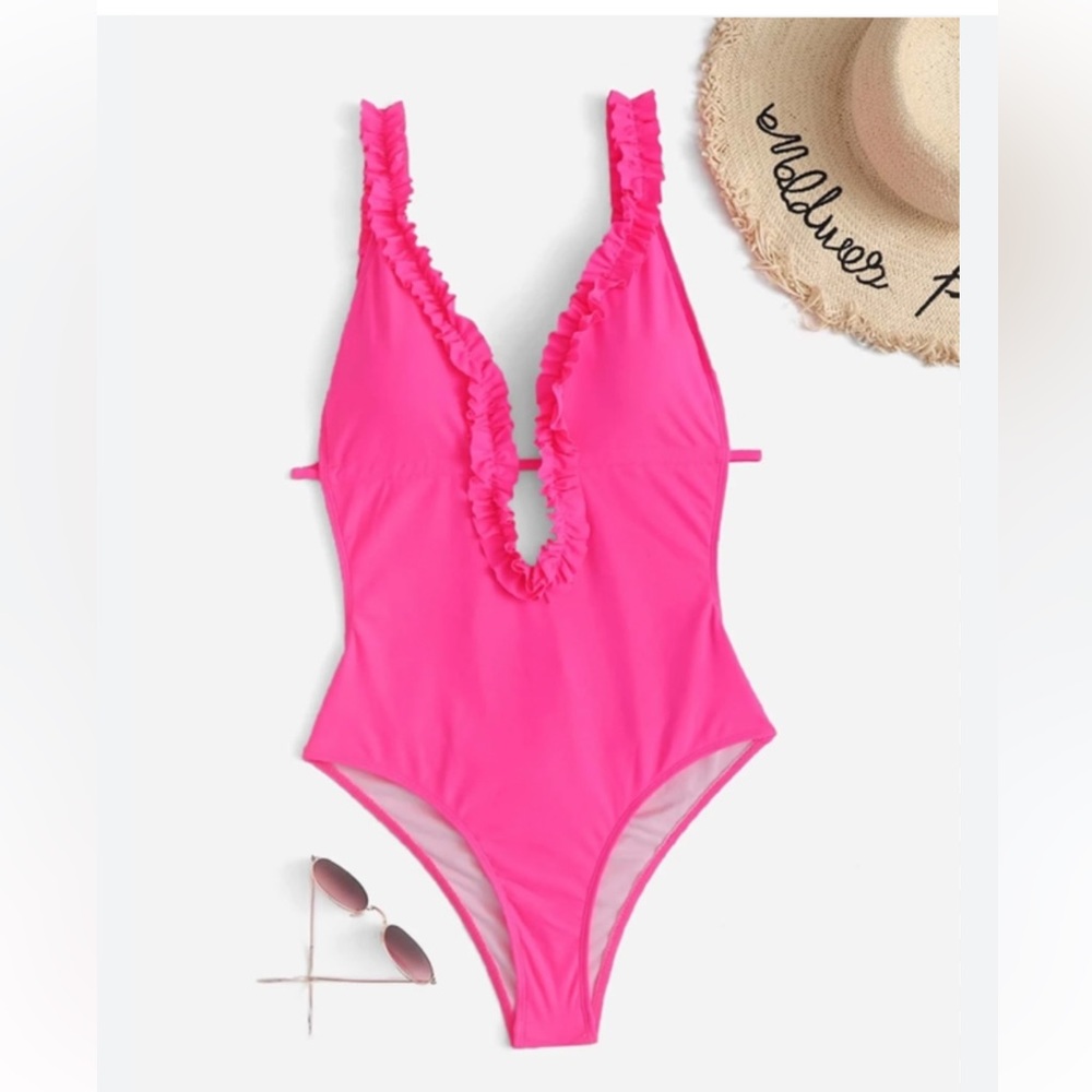 Hot pink one piece swimsuit